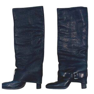 Theory Wiley Black Leather Knee-High Boots | Size 39